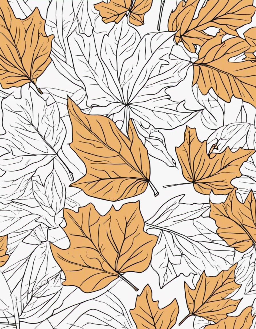 realistic fall leaves coloring page