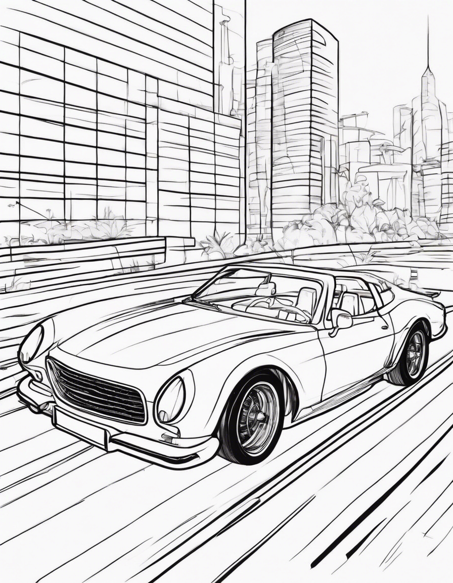 Car to painting with numbers inside coloring page