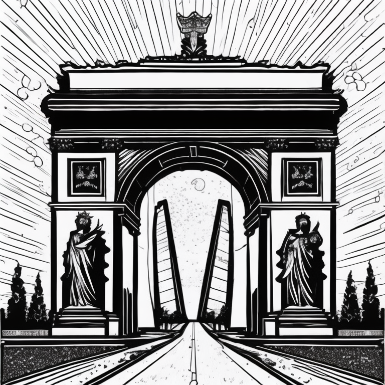 arch of triumph with sun coloring page