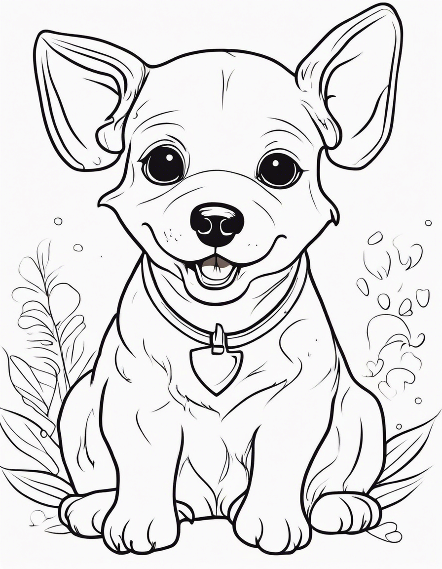 small happy baby dog cartoon kids clip art coloring page