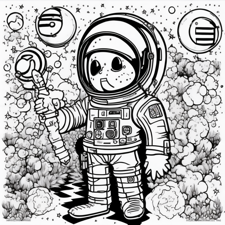 ilustración de astronauta escuchando música coloring page