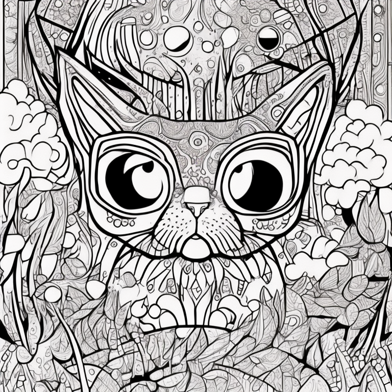 Design an adult coloring page portraying the shadow cat soaring through the celestial expanse, its wings emanating a radiant cosmic glow. Utilize a continuous line drawing style with simple lines, crafted for easy coloring while retaining a touch of realism. Convey the sense of transcendence and cosmic connection through minimalistic details and a serene ambiance. Display the image in black and white against a white backdrop, in line with the prevailing aesthetic trends observed on platforms like ArtStation. Ensure a clear focus and intricate composition, providing colorists with an immersive and introspective coloring journey into the world of celestial transformation. coloring page