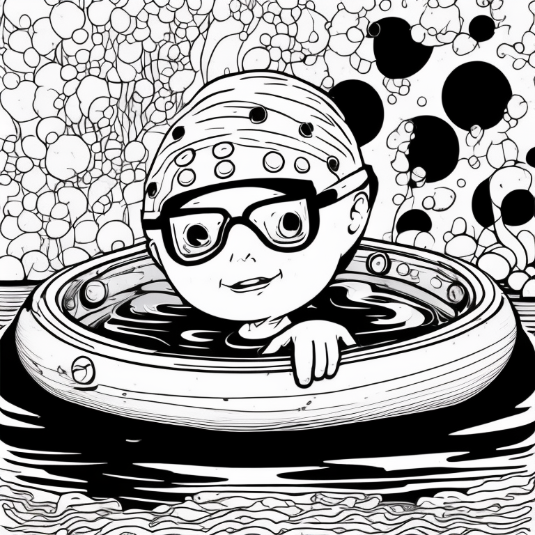 Little boy swimming with wale  coloring page