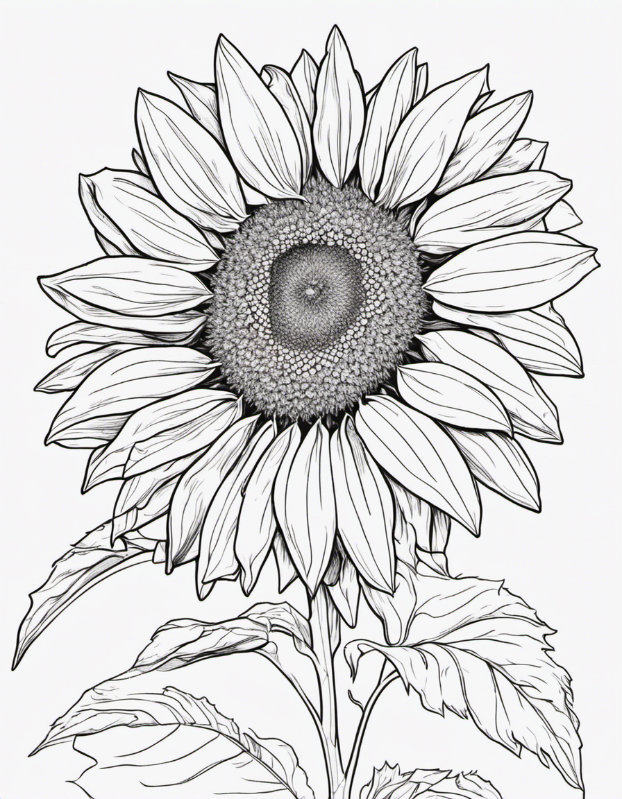 realistic sunflower coloring page