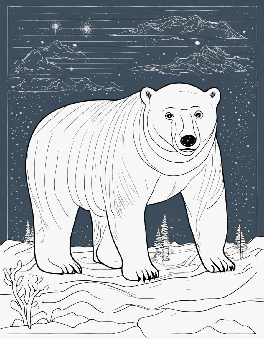 polar bear for children coloring page