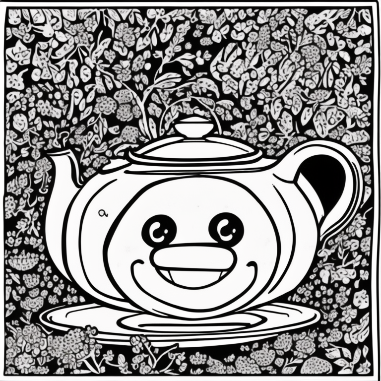 smiling teapot, cute