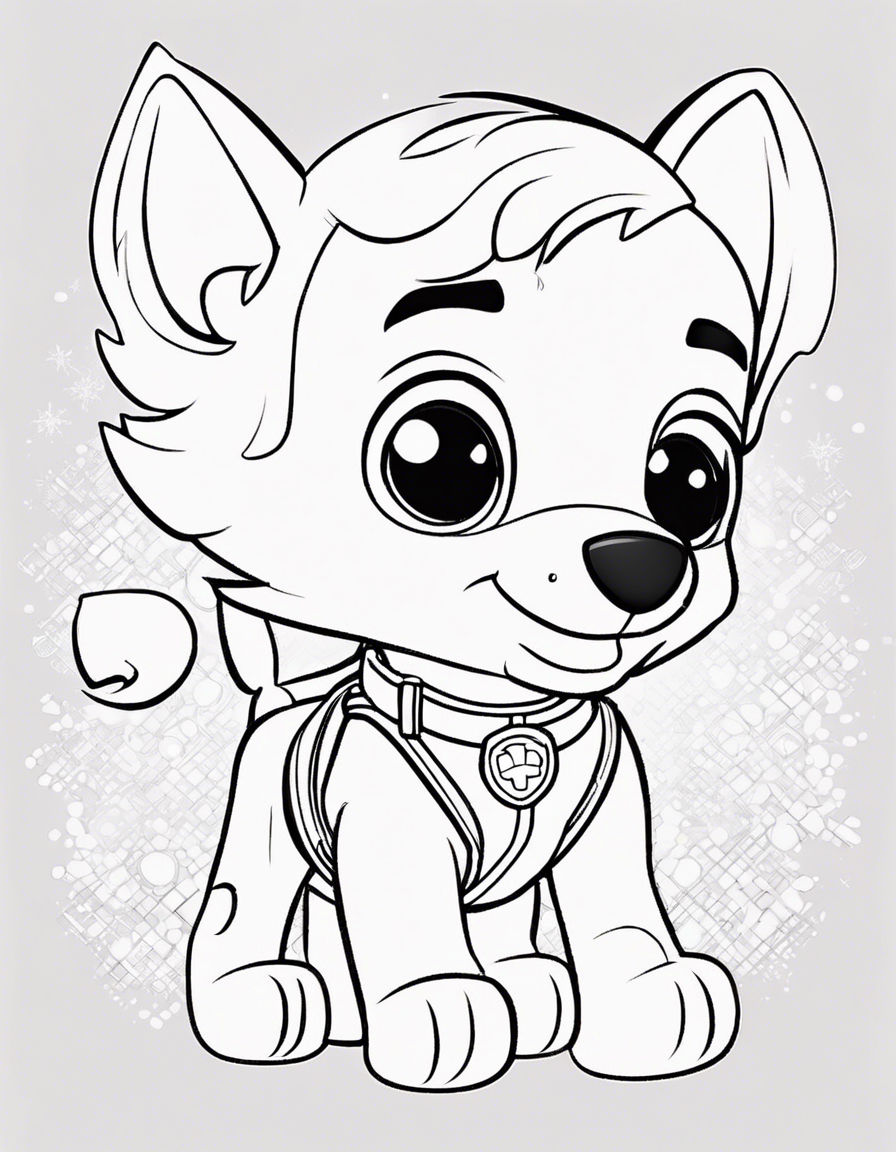 cartoon a preto e branco da personagem sky da serie paw patrol a tocar clarinete em cima de uma iate perto de uma ilha coloring page