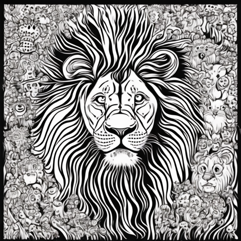 doodle ghost lion coloring page