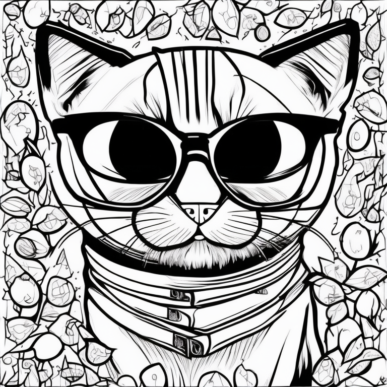 Faça um desenho em estilo realista de um gato em uma biblioteca. coloring page