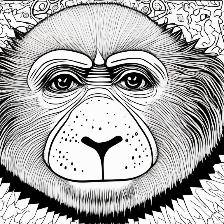 realistic monkey
 coloring page
