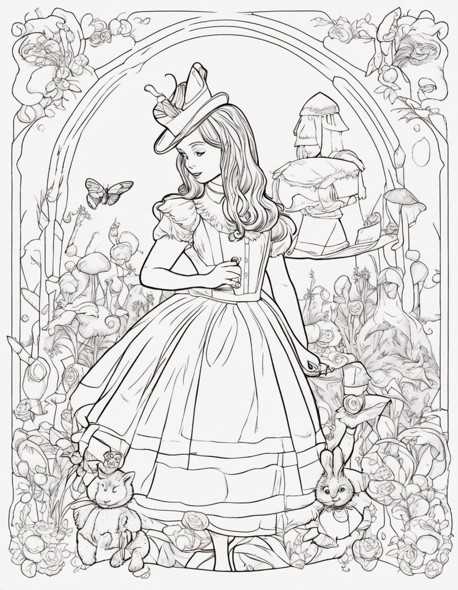 alice in wonderland for children coloring page