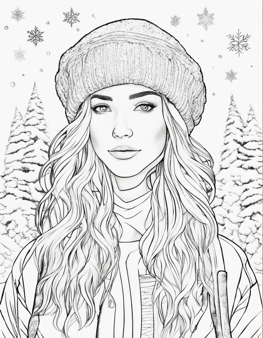 realistic winter coloring page