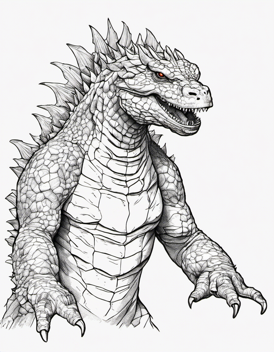 realistic godzilla coloring page