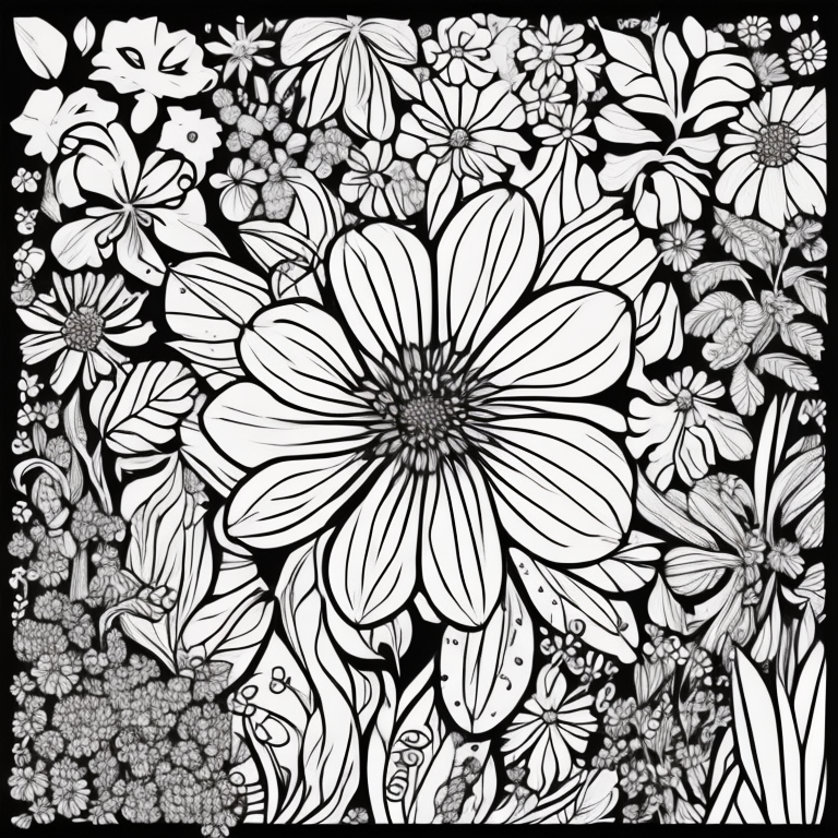 simple flowers coloring page