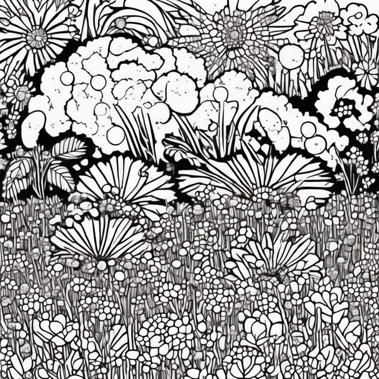 flower field coloring page