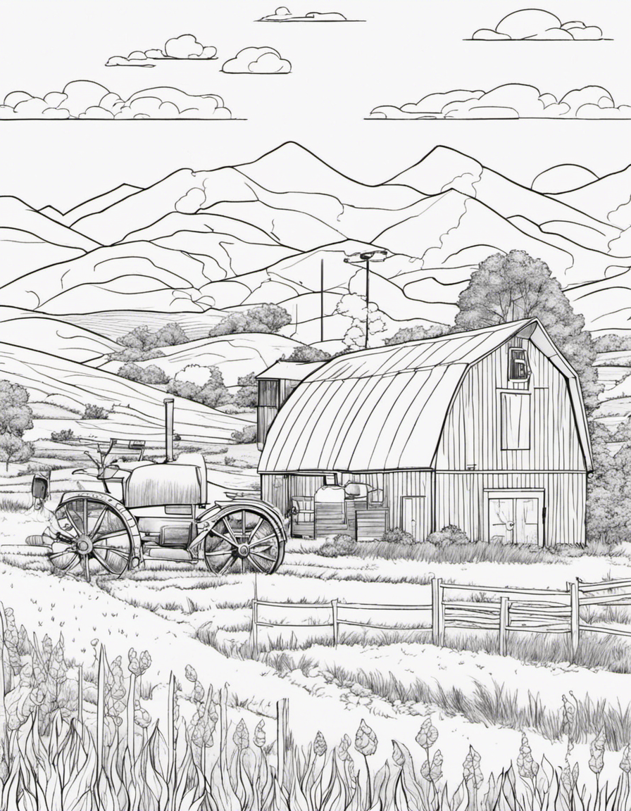 realistic farm coloring page