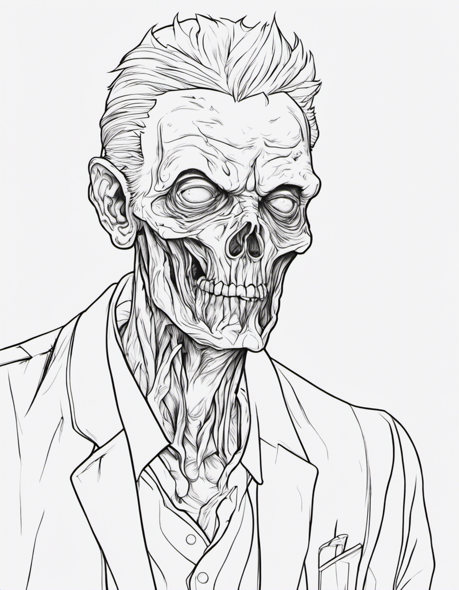 realistic zombie coloring page