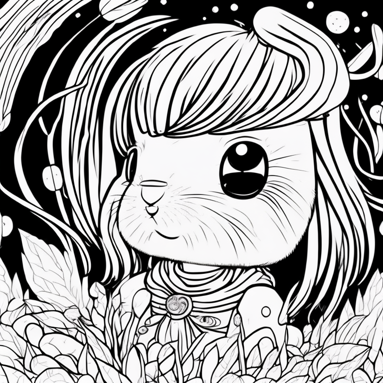 Cute Bunny anime girl coloring page