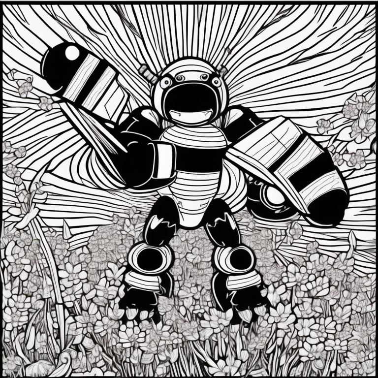 Bumblebee on a flower  coloring page