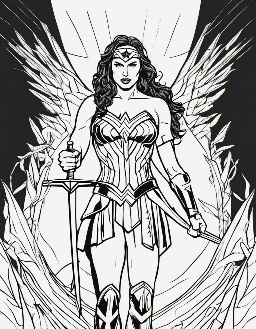 realistic wonder woman coloring page