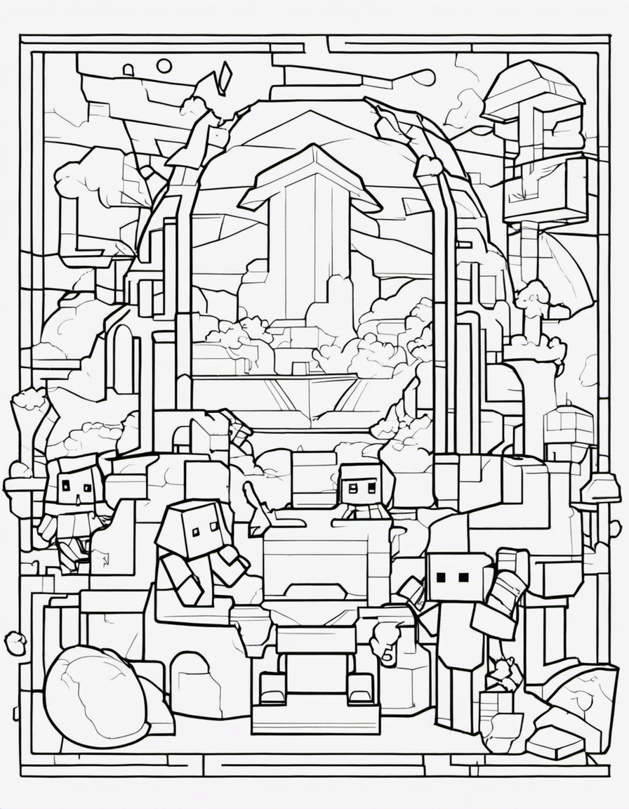 cartoon minecraft coloring page