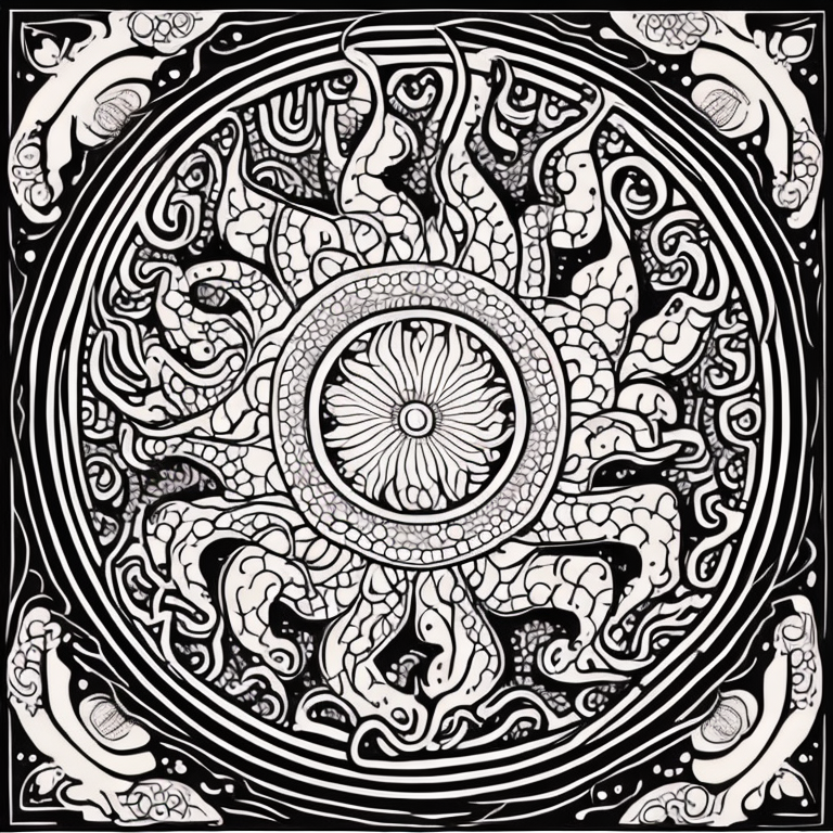 Mandala with octopus coloring page