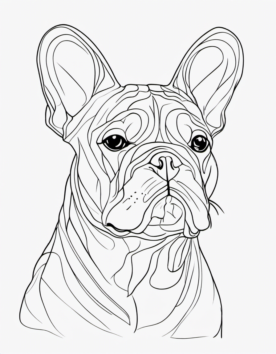 French Bulldog in France coloring page