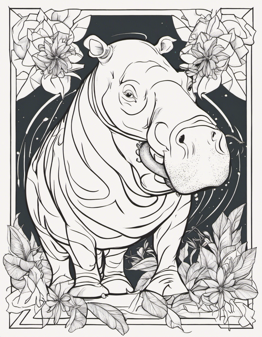 hippo for adults coloring page