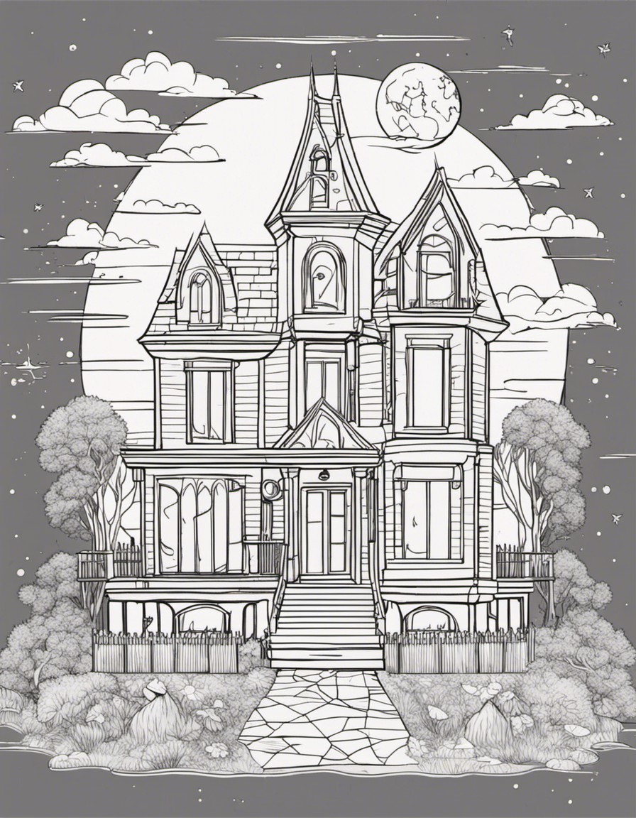 haunted house for children coloring page