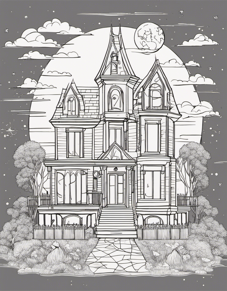 haunted house coloring pages