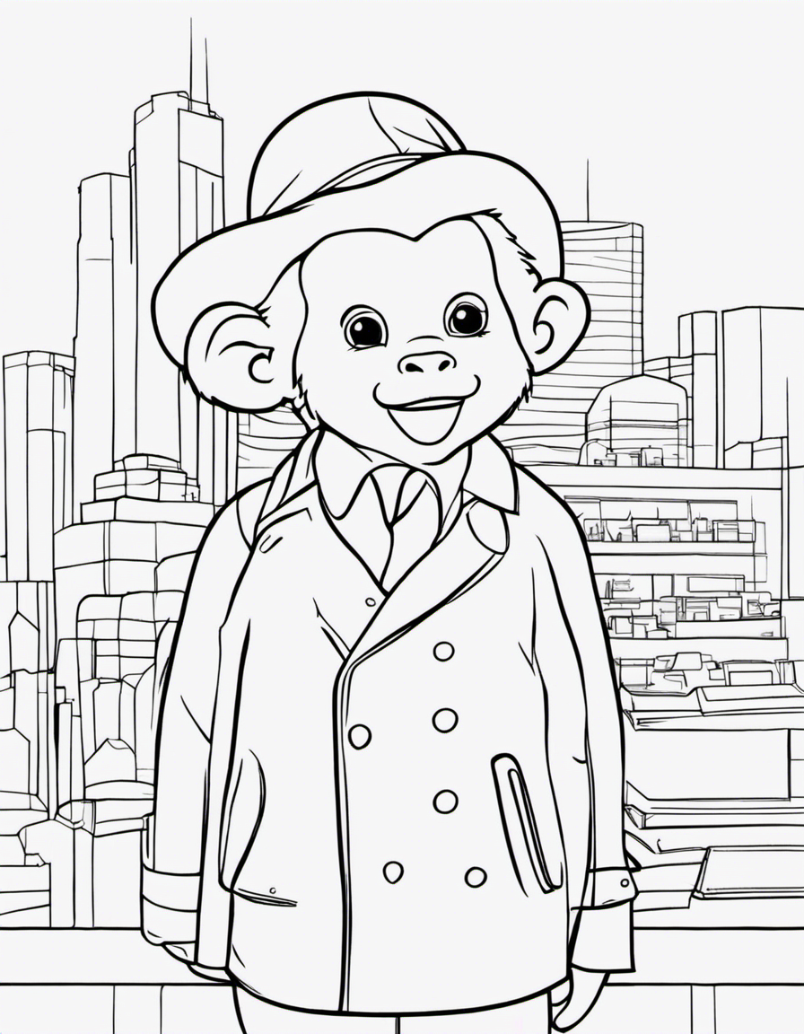 realistic curious george coloring page