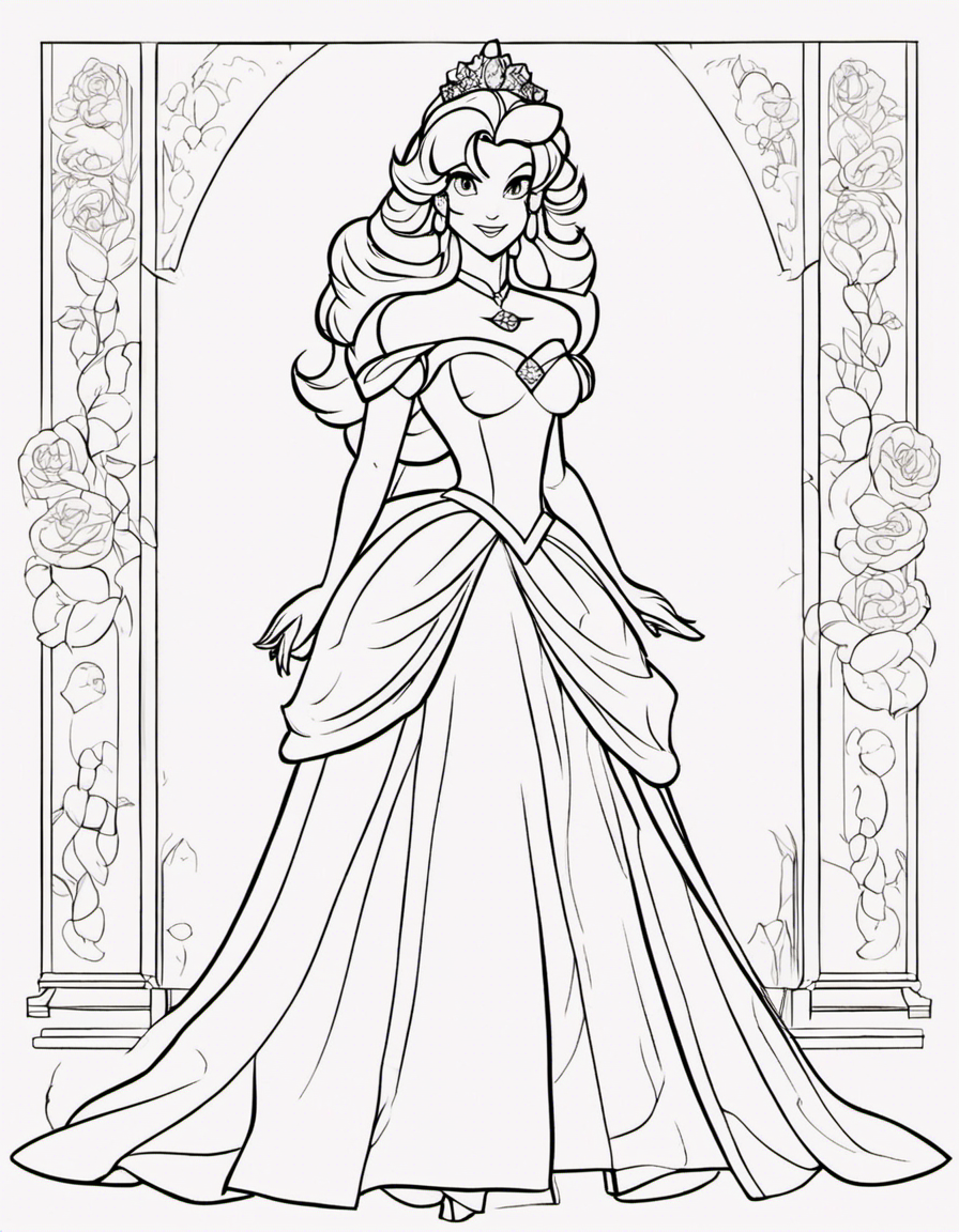 princess peach for adults coloring page