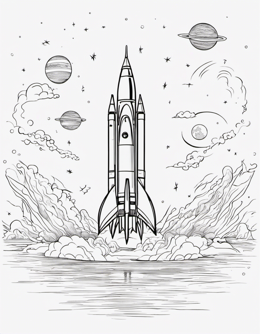 rocket coloring page