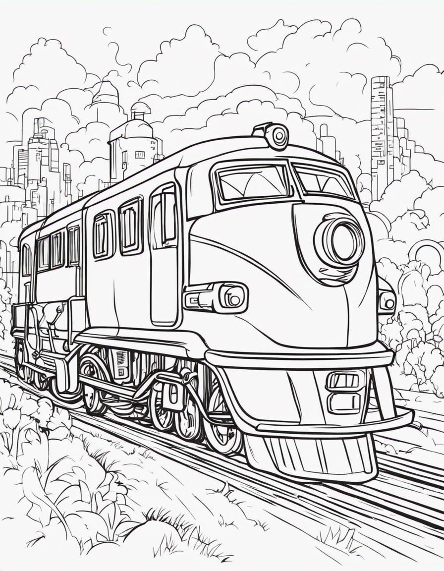 cartoon train coloring page