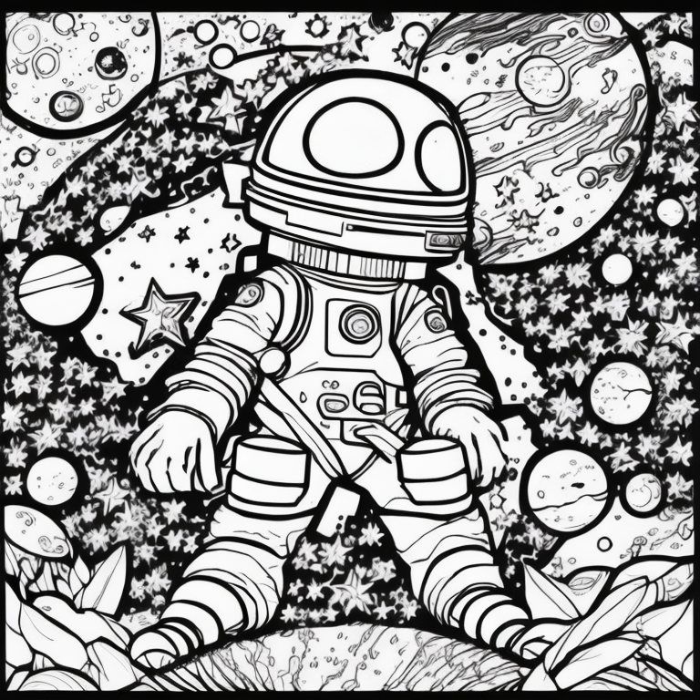 Space coloring page with stars coloring page