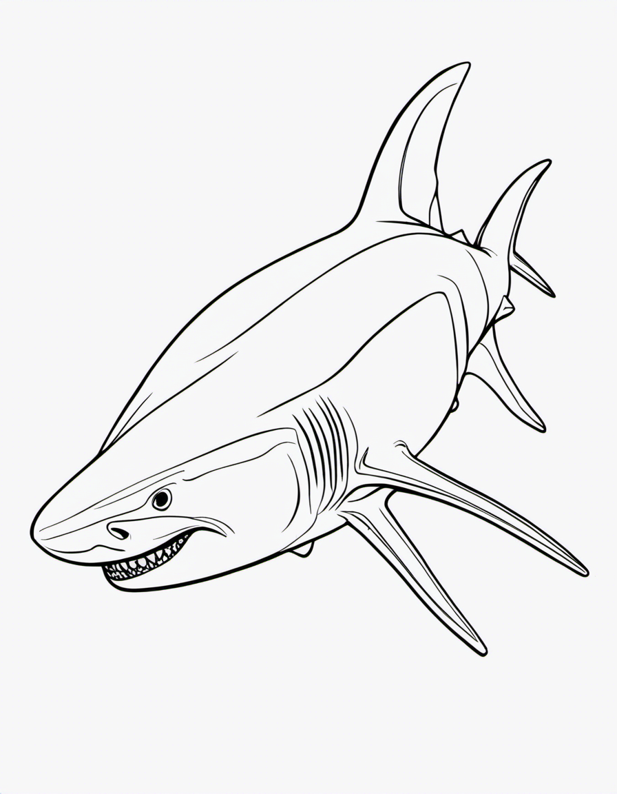 realistic shark coloring page