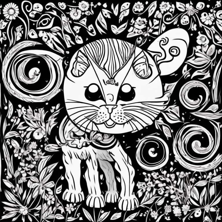 flores carnívoras a devorar um gato coloring page