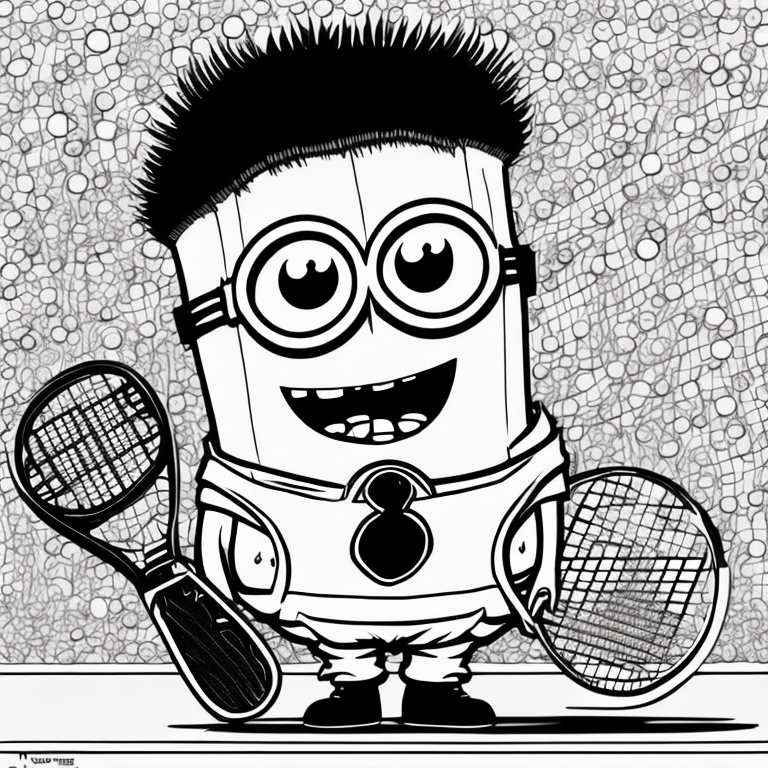 Minion playing tennis  coloring page