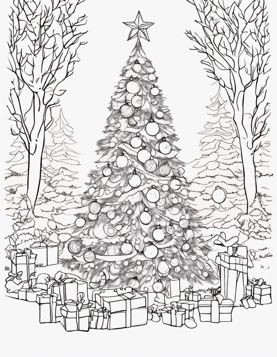 realistic christmas coloring page