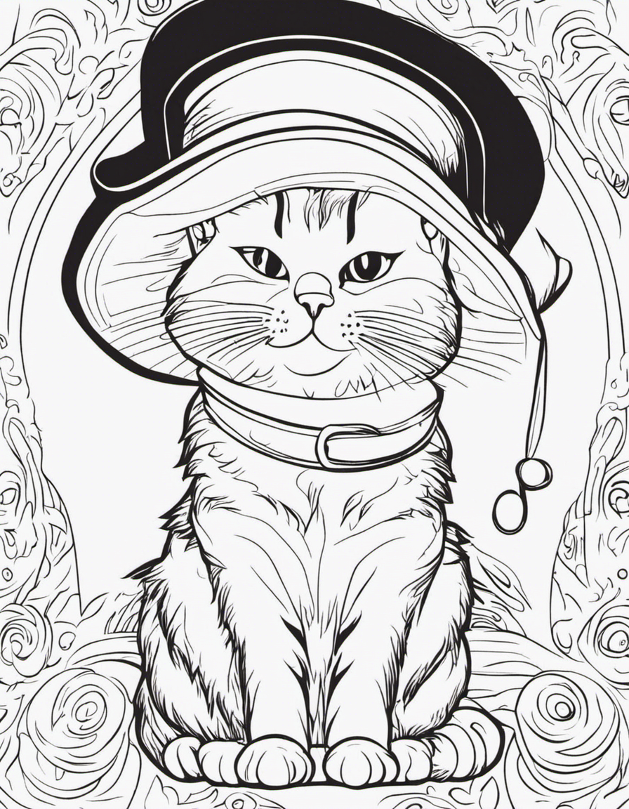 cat in the hat for adults coloring page