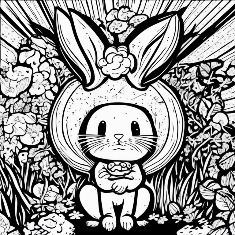 Cute bunny girl  coloring page