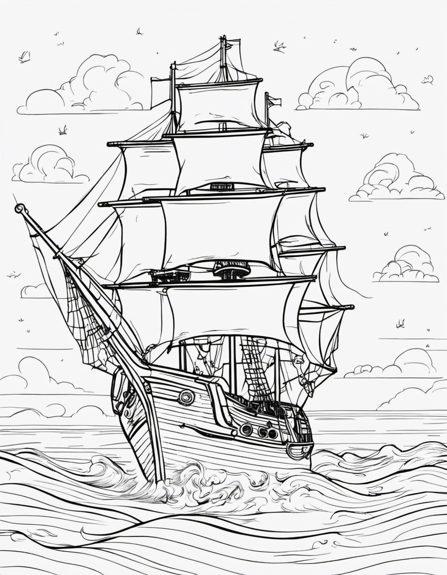 cartoon pirate ship coloring page