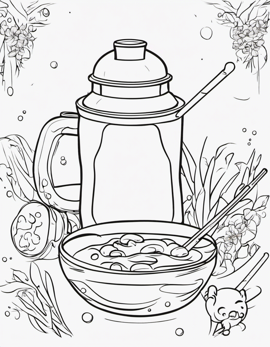 cartoon boba tea coloring page