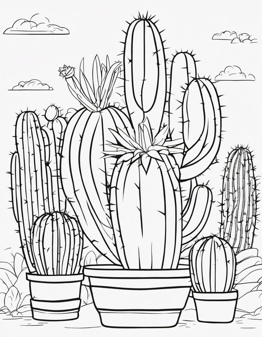 Free cartoon cactus coloring page 2023
