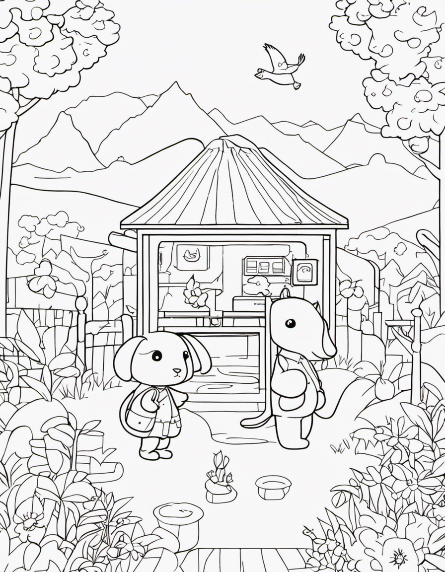 animal crossing for children coloring page