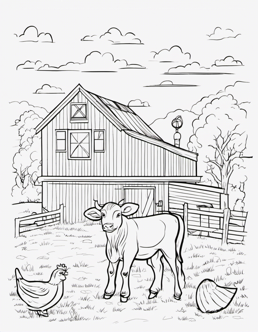 cartoon farm coloring page