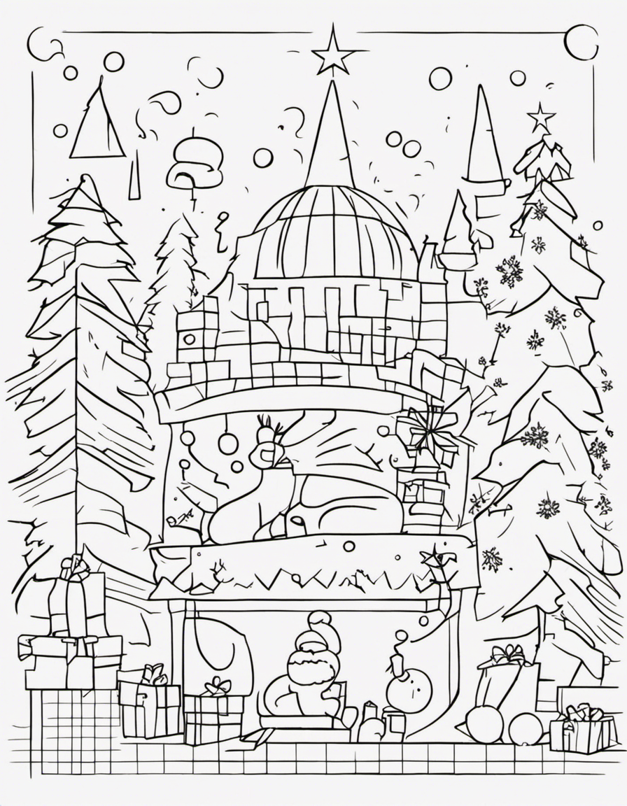 cartoon christmas coloring page