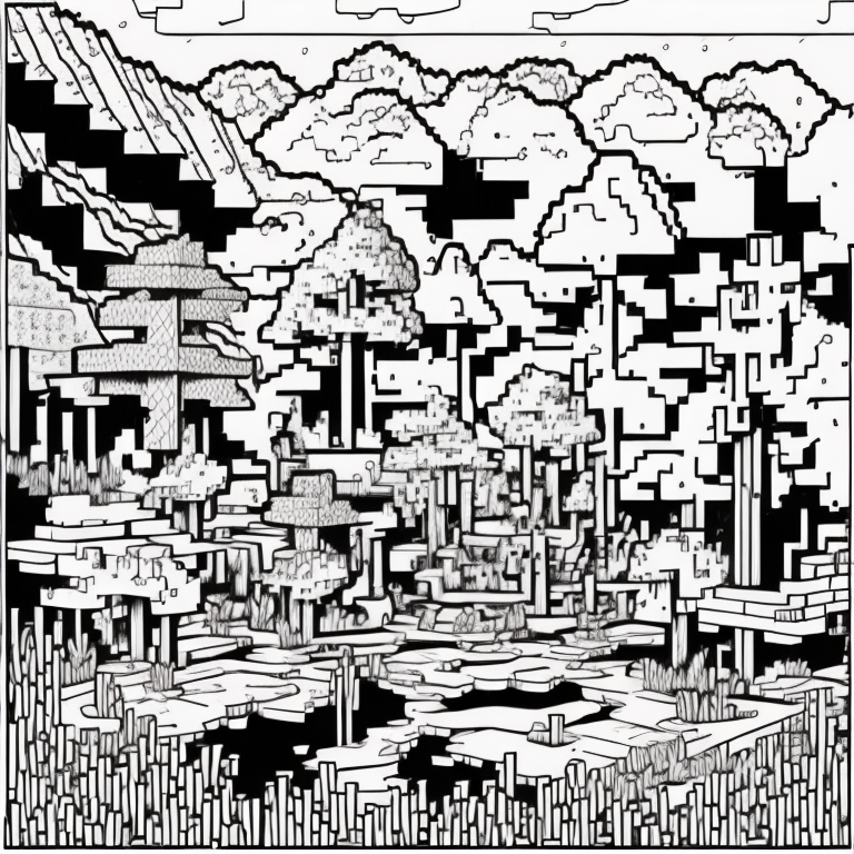 Minecraft landscape coloring page
