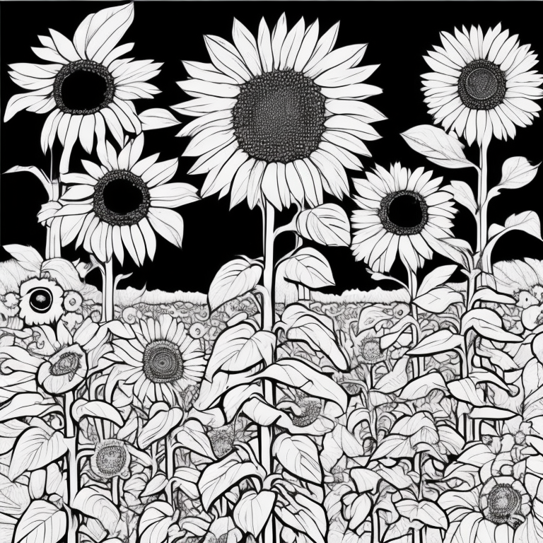 Field of sunflowers
 coloring page