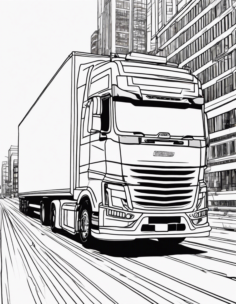 Truck run on road  coloring page